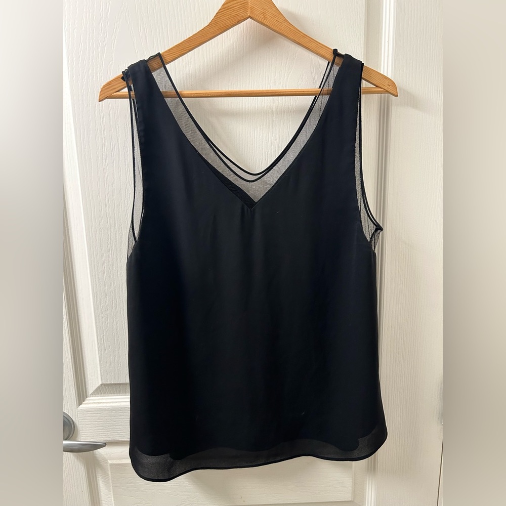 Babaton Black Sheer V-Neck Blouse